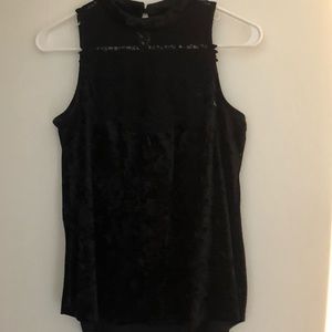 Vintage black velvet and lace  blouse